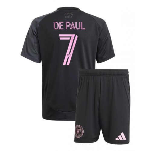 Inter Miami Rodrigo De Paul #7 Replik Auswärtstrikot Kinder 2025-26 Kurzarm (+ Kurze Hosen)